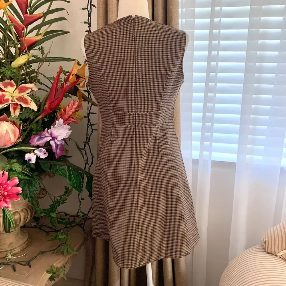 Uniqlo Double Face Mini Dress in Brown Check